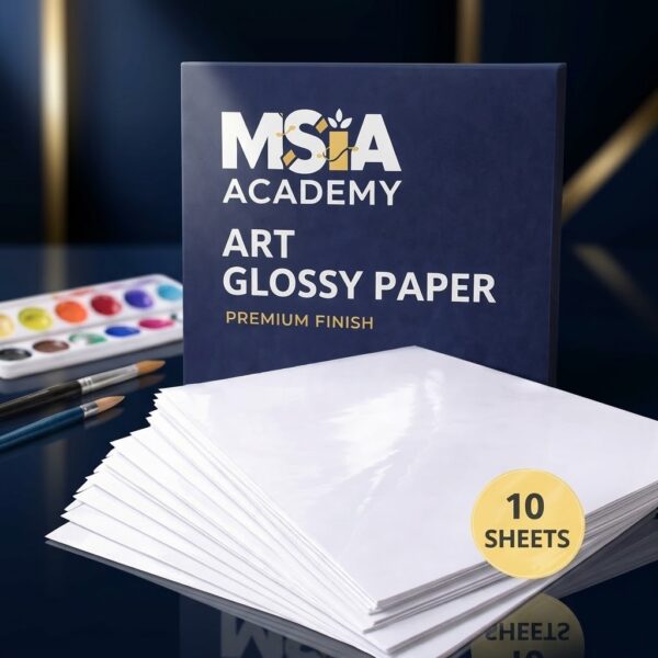 Pack of 10 glossy art paper sheets designed for Arabic calligraphy ink practice and Islamic artwork.
