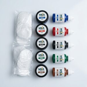 Premium Arabic calligraphy ink set with 5 colors, free ink pots, and likka for smooth artistic writing.